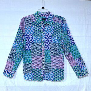 Talbots Floral Tulip Colorful Patchwork - Long Sleeve Button Shirt – Size MP